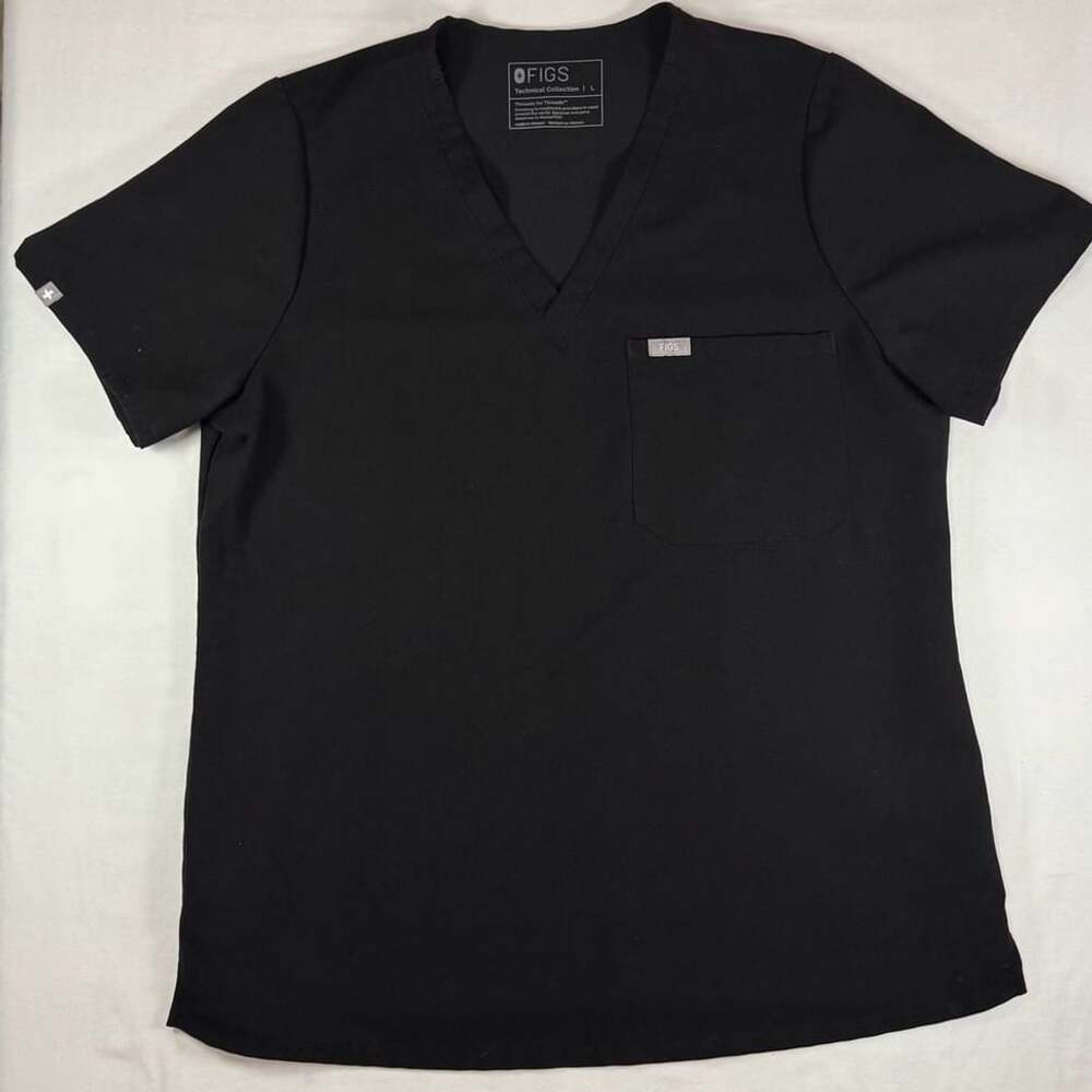 FIGS Three-Pocket Scrub Top Size L Black